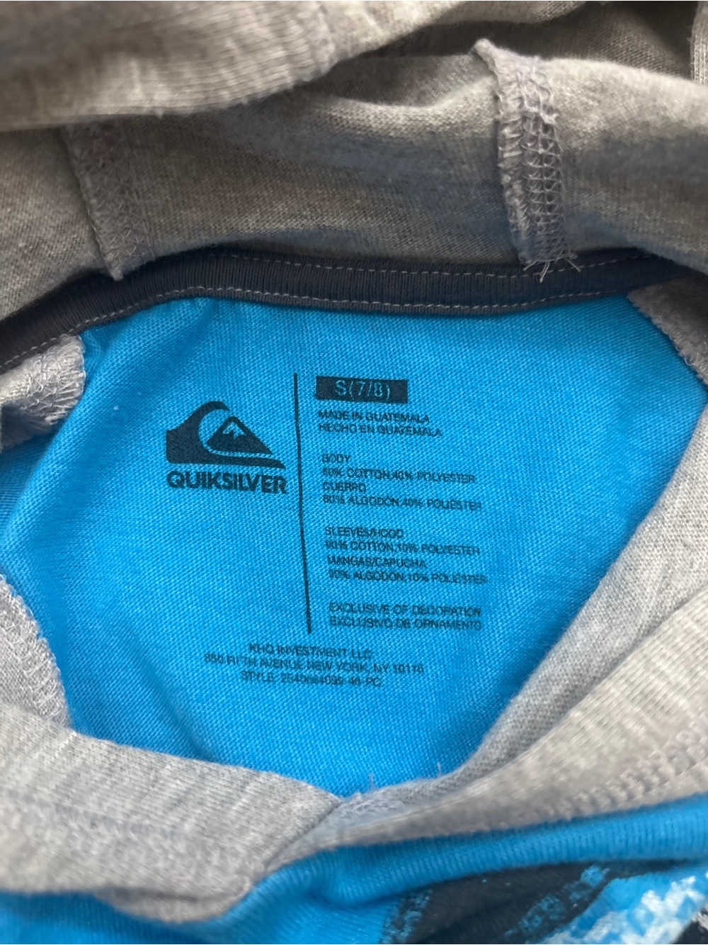 Quiksilver Blue and Gray Hooded Pullover Tee - Picture 2 of 2